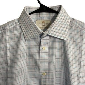 Hawes & Curtis‎ Button Up Shirt Men's Sz M 15 Blue White Plaid St James Slim Fit